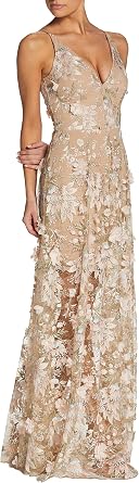 Dress the Population Women's Sidney Sleeveless Plunge Neckline Fit and Flare Maxi Dress