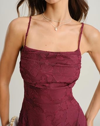 RIHOAS Women's Maxi Dresses Wedding Guest Dress A-Line Long Square Neck Backless Sling for Beach Wedding Party