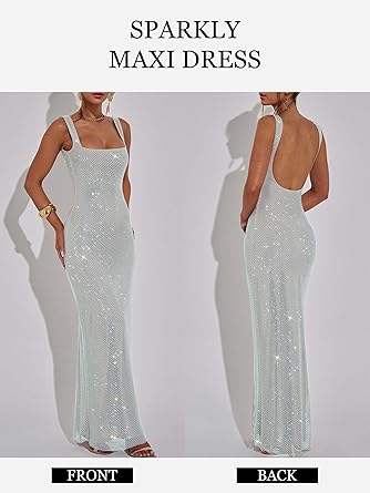 Figdaw Glitter Mesh Bodycon Dress for Women 2025 Birthday,Bachelorette Party